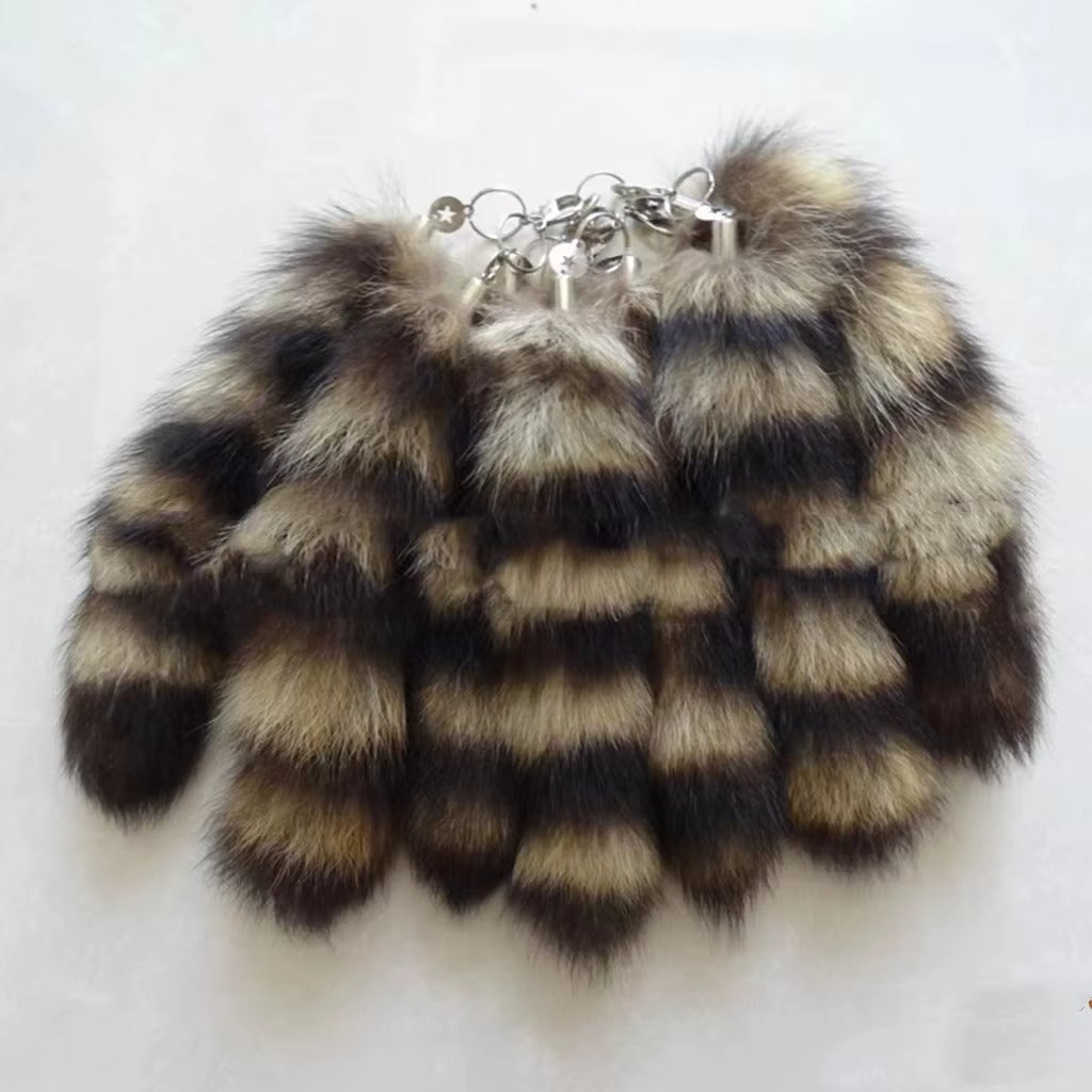 40cm Fluffy Real Fox Tail Fur Keychain Decoration Accessories