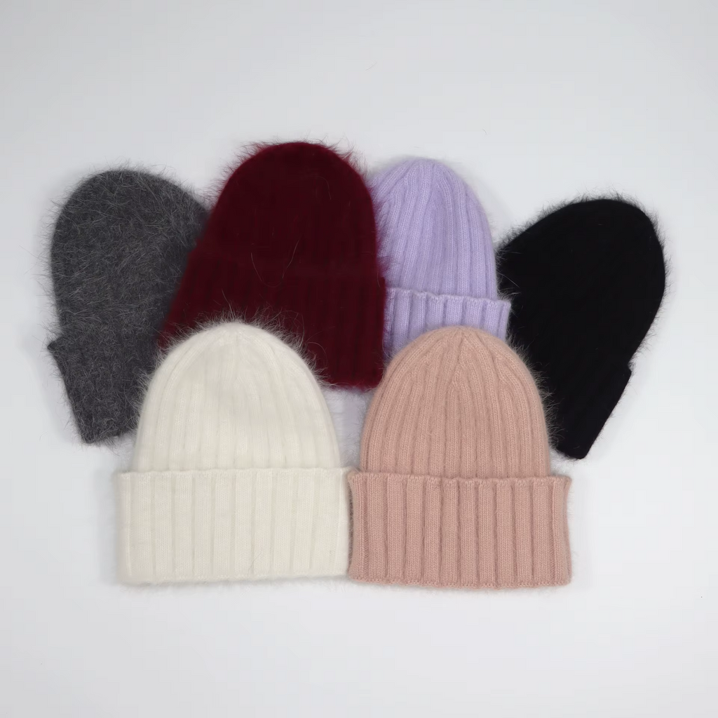 Autumn Winter Rabbit Fur Knitted Beanie Warm Ear Protection Thickened Woolen Hat for Men Women