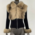 Women Autumn Winter Casual Short Eco-Friendly Faux Fur Knit Sweater