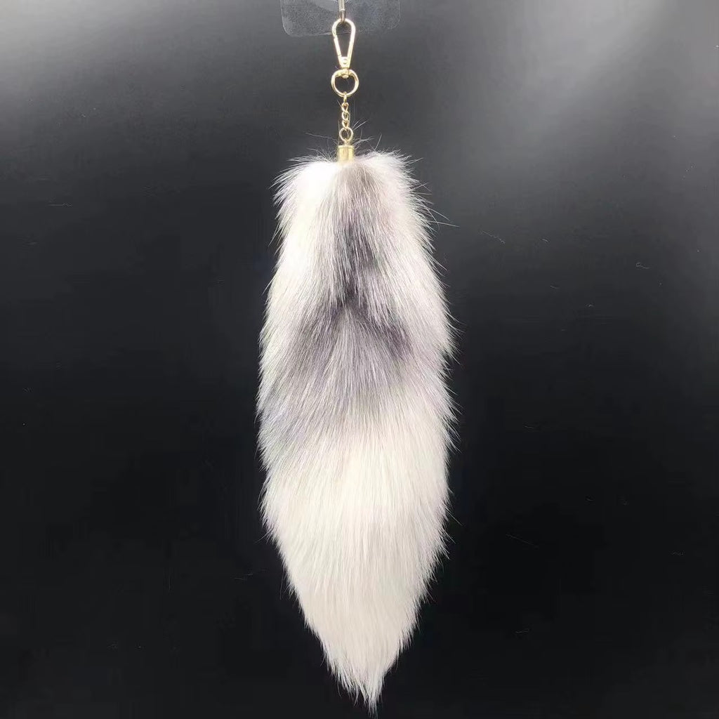 35-45cm Fluffy Real Fox Tail Fur Keychain Decoration Accessory for Girls