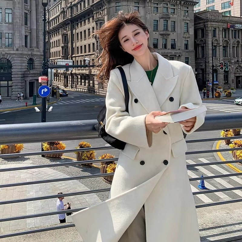 Slim Lapel Cashmere Mid-Length Coat