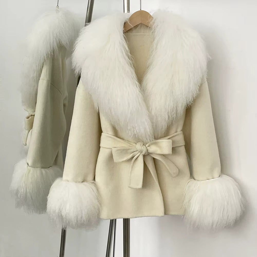 Women Autumn Winter Double-Sided Wool Coat