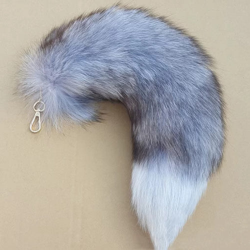38cm 40cm 45cm Big Size Silver Fox Tail Natural Color Fluffy Fox Fur Tail
