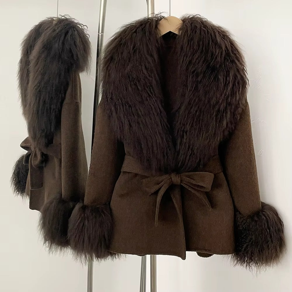 Women Autumn Winter Double-Sided Wool Coat