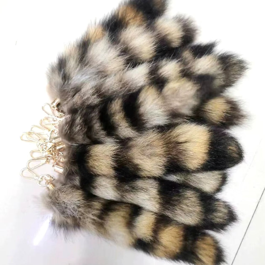 35-45cm Fluffy Real Fox Tail Fur Keychain Decoration Accessories