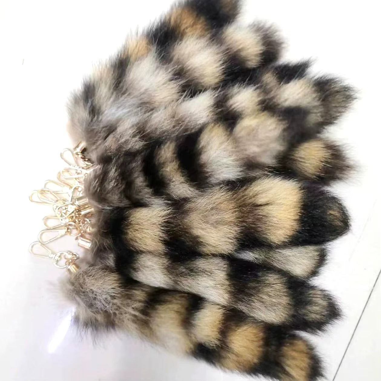 35-45cm Fluffy Real Fox Tail Fur Keychain Decoration Accessories