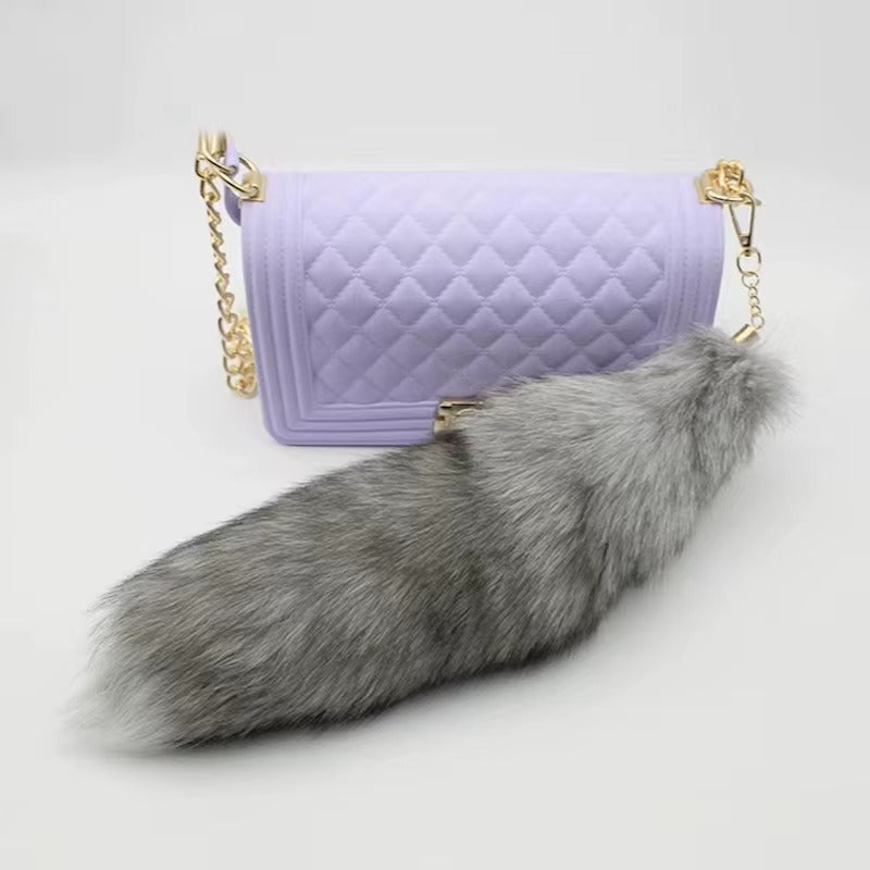 35-45cm Fluffy Real Fox Tail Fur Keychain Decoration Accessory for Girls