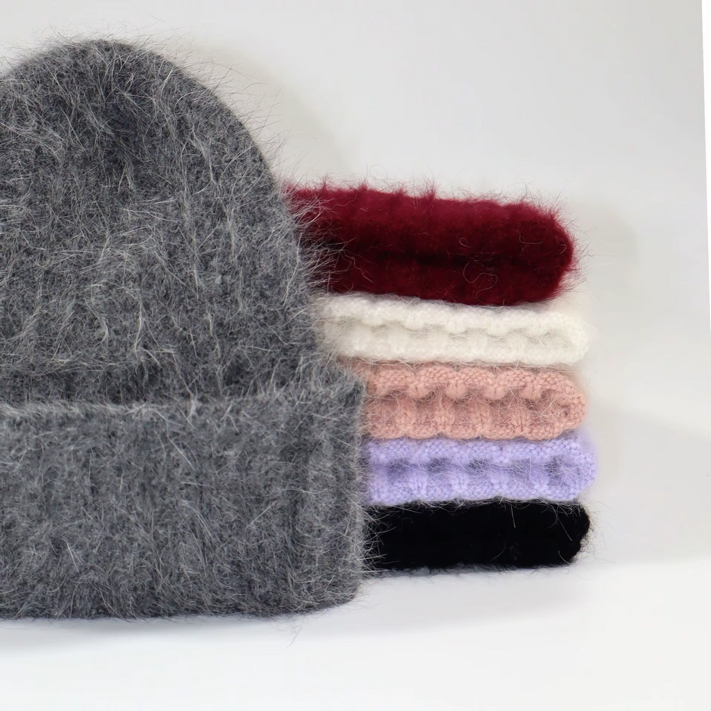 Autumn Winter Rabbit Fur Knitted Beanie Warm Ear Protection Thickened Woolen Hat for Men Women