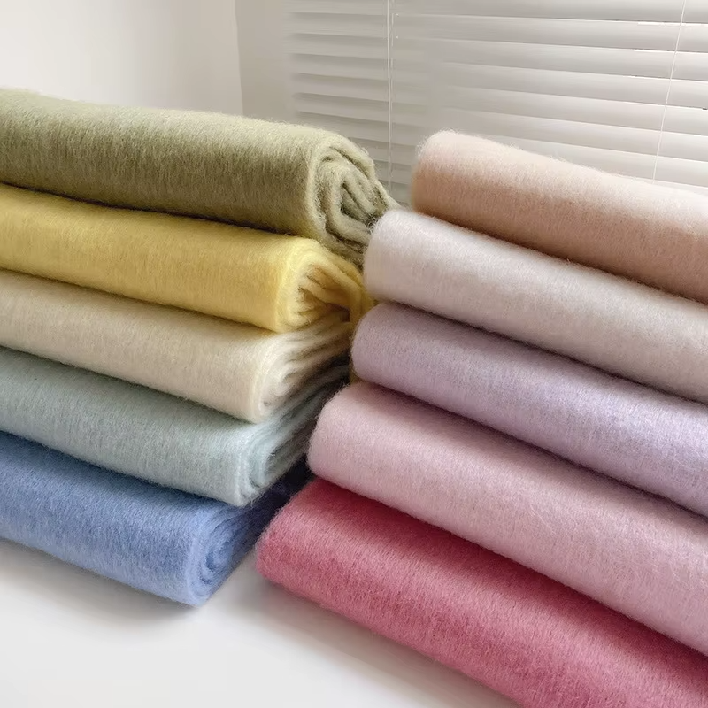 Women Men Autumn Winter High-End Thickened Solid Color Warm Polyester Scarf