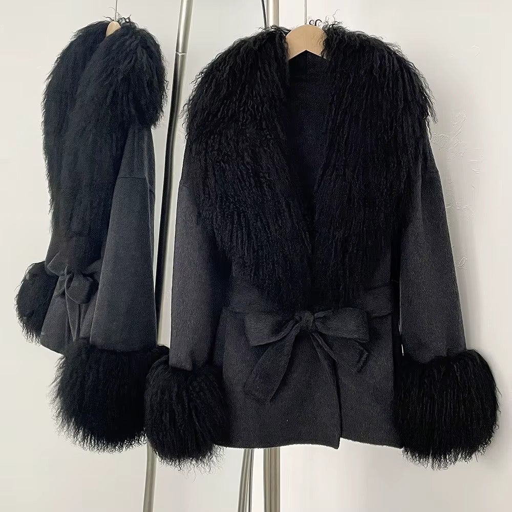 Women Autumn Winter Double-Sided Wool Coat