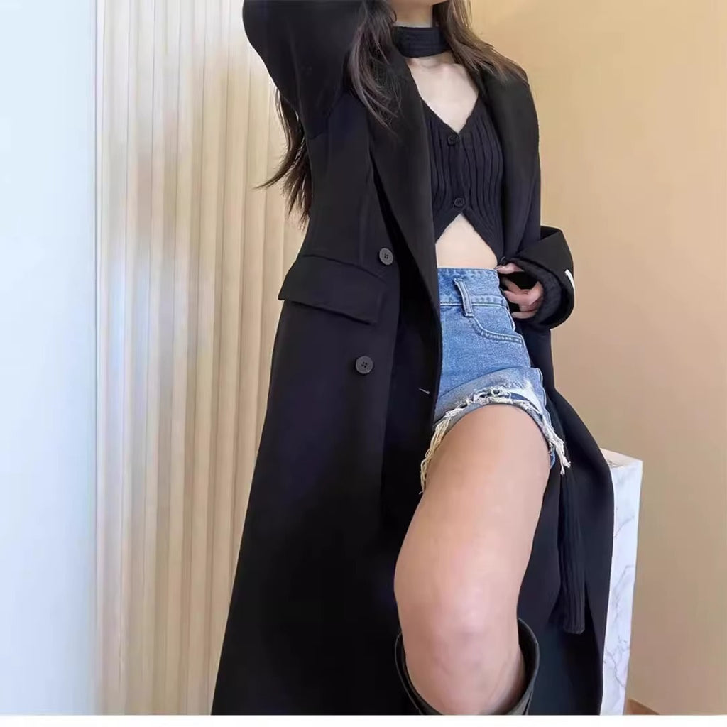 Slim Lapel Cashmere Mid-Length Coat