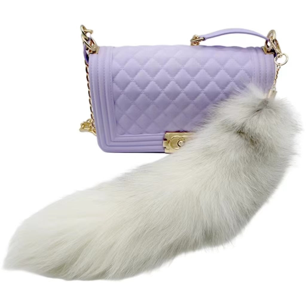 35-45cm Fluffy Real Fox Tail Fur Keychain Decoration Accessory for Girls