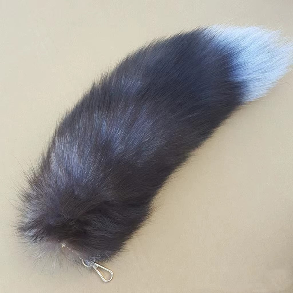 35-45cm Fluffy Real Fox Tail Fur Keychain Decoration Accessories