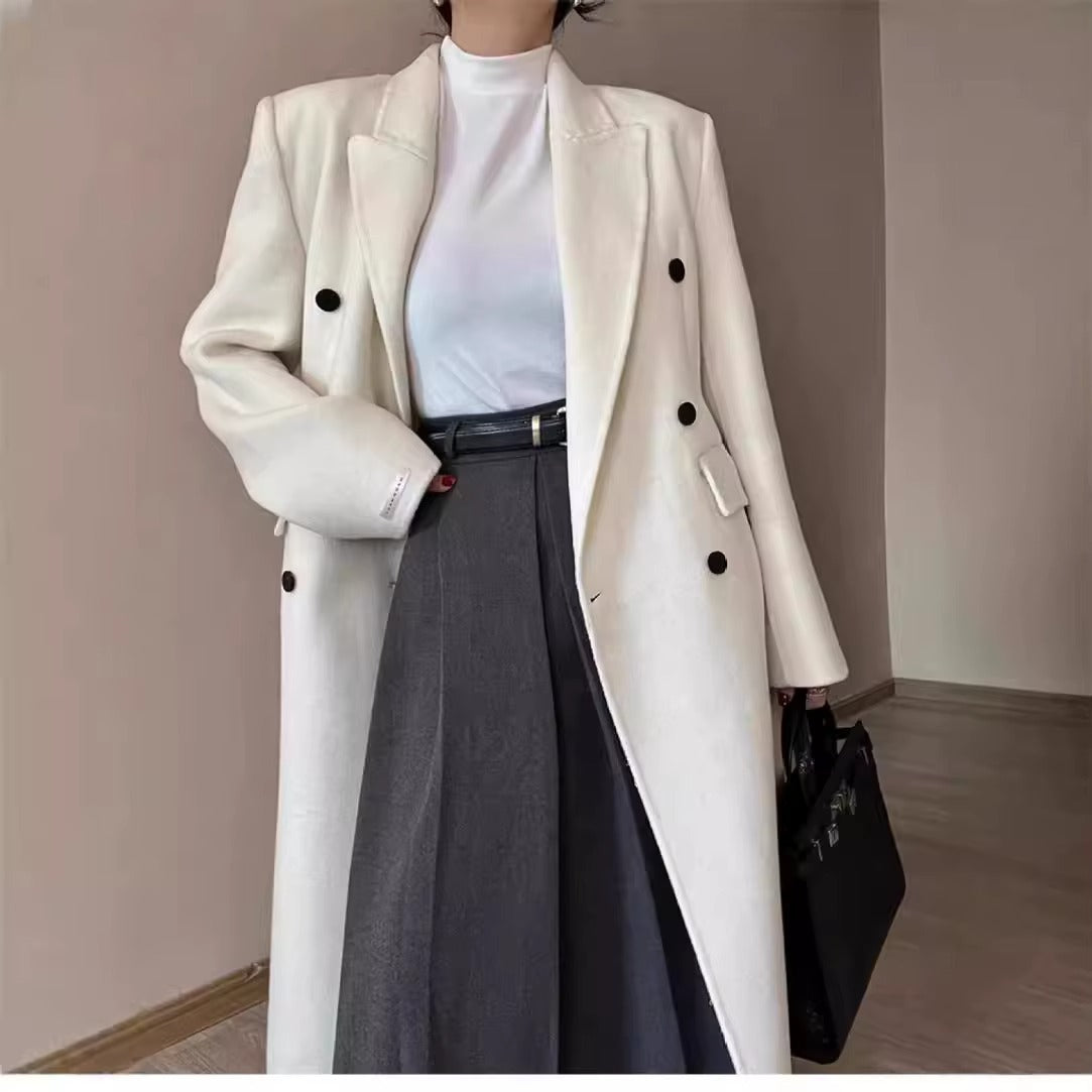 Slim Lapel Cashmere Mid-Length Coat