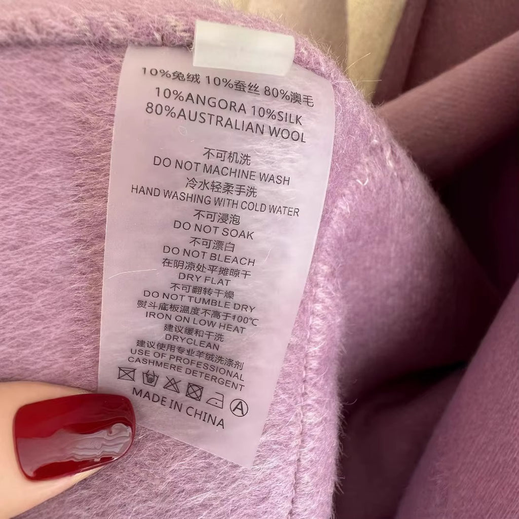 Women Gradient Double-Sided Cashmere Long Wool Coat