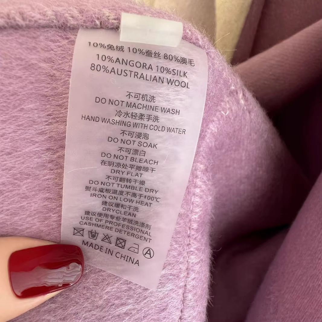 Women Gradient Double-Sided Cashmere Long Wool Coat