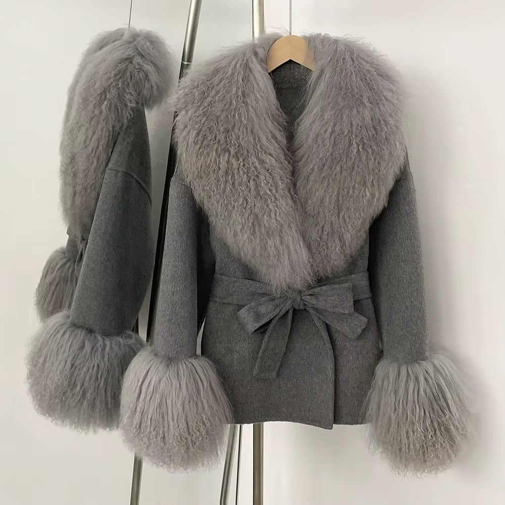 Women Autumn Winter Double-Sided Wool Coat
