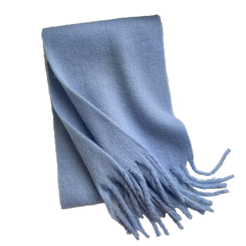 Women Men Autumn Winter High-End Thickened Solid Color Warm Polyester Scarf
