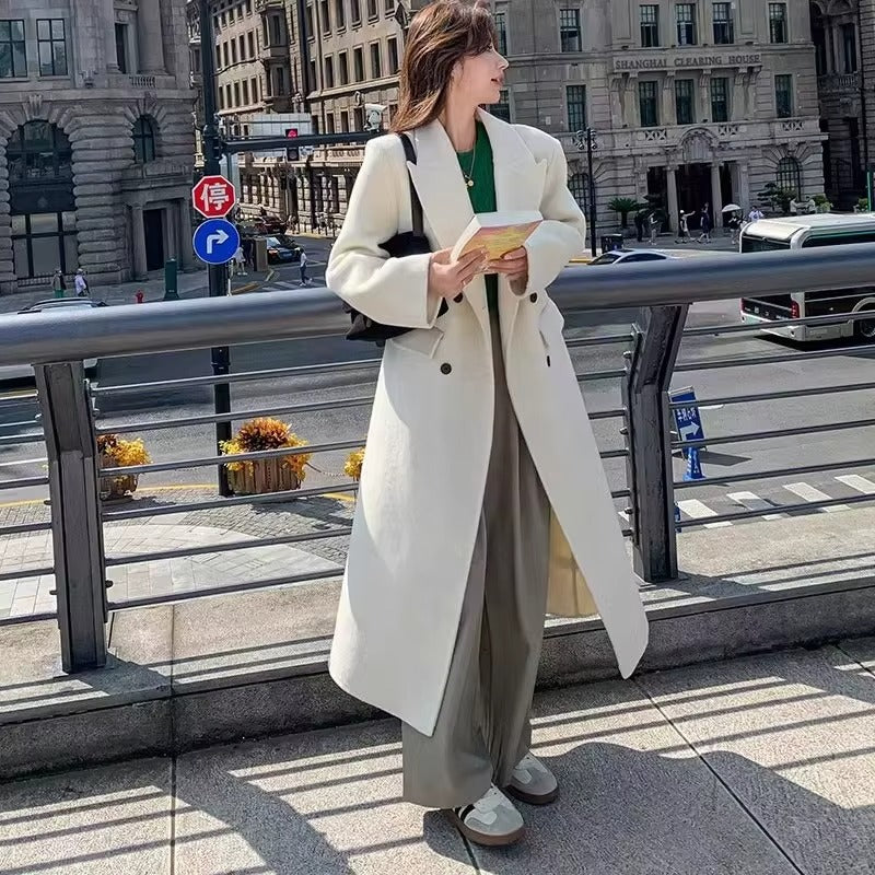 Slim Lapel Cashmere Mid-Length Coat
