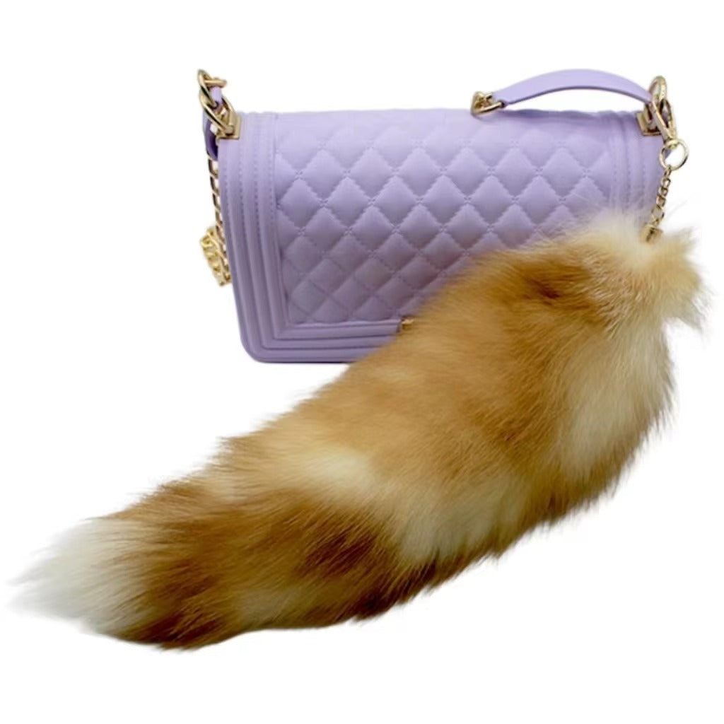 35-45cm Fluffy Real Fox Tail Fur Keychain Decoration Accessory for Girls
