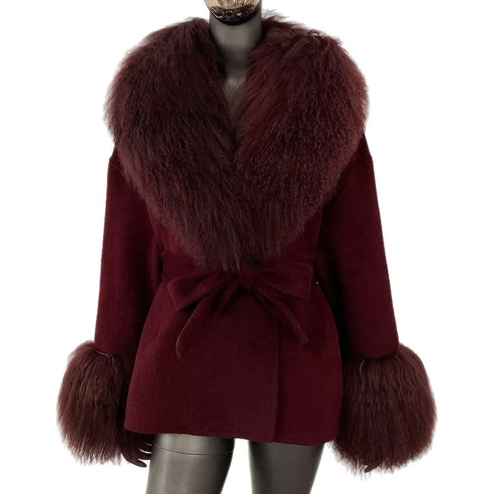 Women Autumn Winter Double-Sided Wool Coat