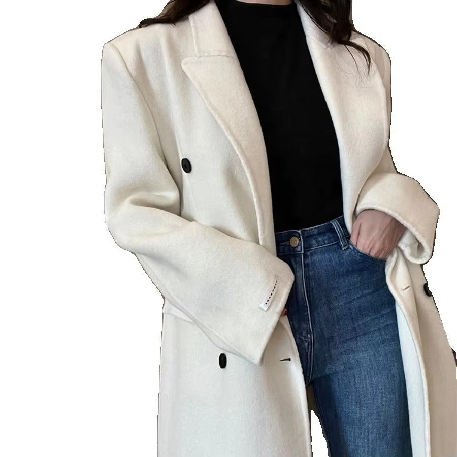 Slim Lapel Cashmere Mid-Length Coat