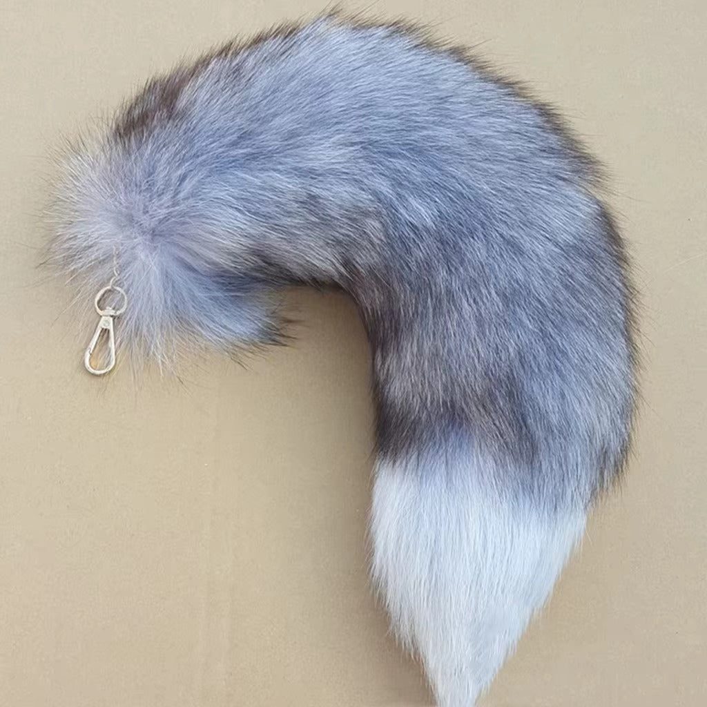 38cm 40cm 45cm Big Size Silver Fox Tail Natural Color Fluffy Fox Fur Tail